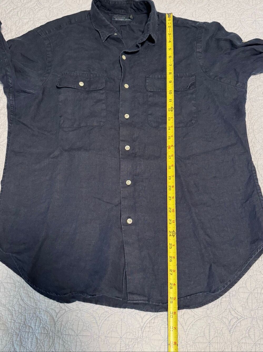 Polo Ralph Lauren Navy Linen Shirt Mens Size L - Picture 3 of 8